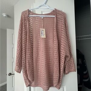 Grace & Lace Light Pink Open-Knit Cardigan